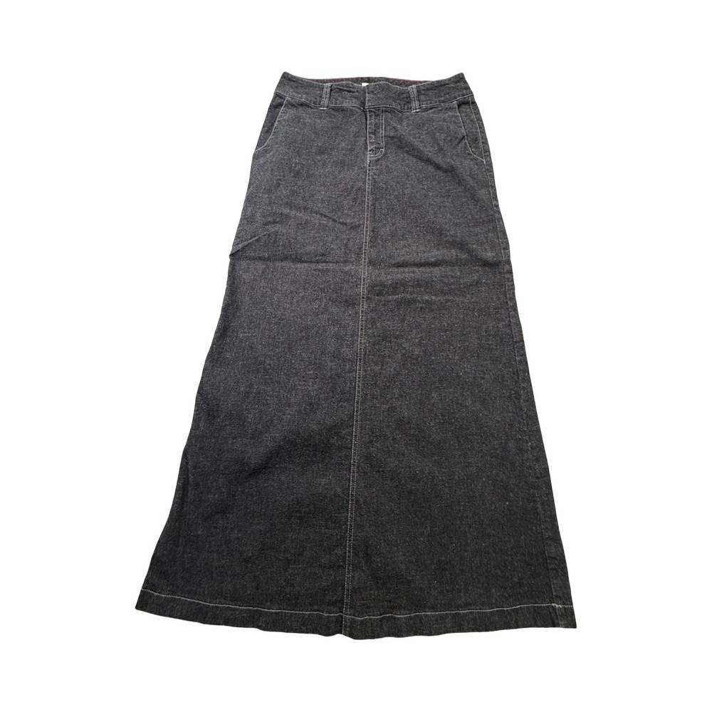 Tommy Hilfiger Denim Maxi Skirt Womens 30x38 Gray A-Line Cotton Blend Vintage